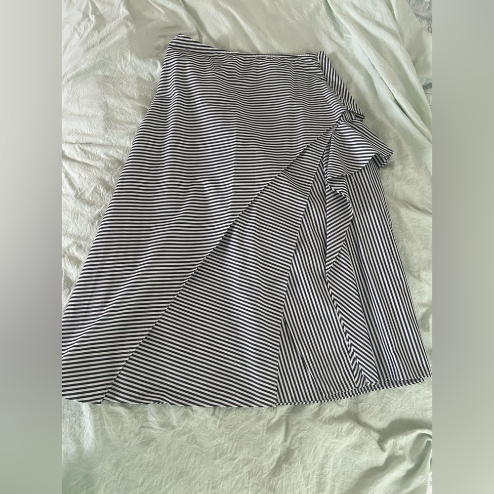 Robert Rodriguez Black and White Striped Midi Skirt